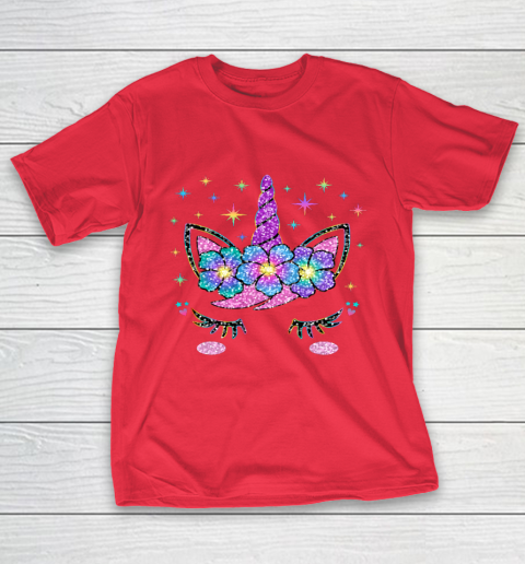 Unicorn Costume Rainbow Face Girls T-Shirt 7