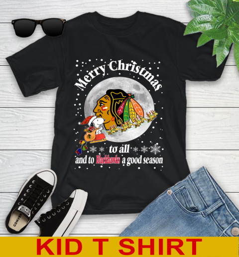 Chicago Blackhawks Merry Christmas To All And To Blackhawks A Good Season NHL Hockey Sports Youth T-Shirt