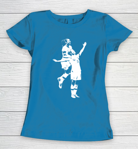 Megan Rapinoe and Alex Morgan Victory Pose  The White Stencil Women's T-Shirt 6