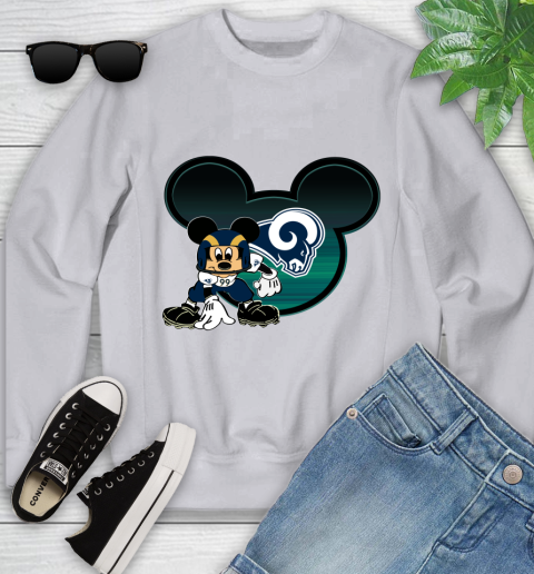 NFL Los Angeles Rams Mickey Mouse Disney Football T Shirt Youth Sweatshirt 4