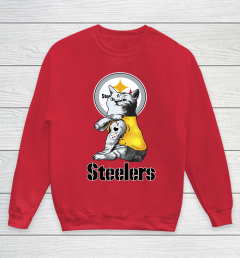 NFL Football My Cat Loves Pittsburgh Steelers Youth Sweatshirt 7