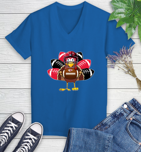 Kansas City Chiefs Turkey Thanksgiving Day Women's V-Neck T-Shirt 10
