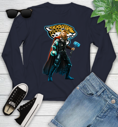 NFL Thor Avengers Endgame Football Jacksonville Jaguars Youth Long Sleeve 3