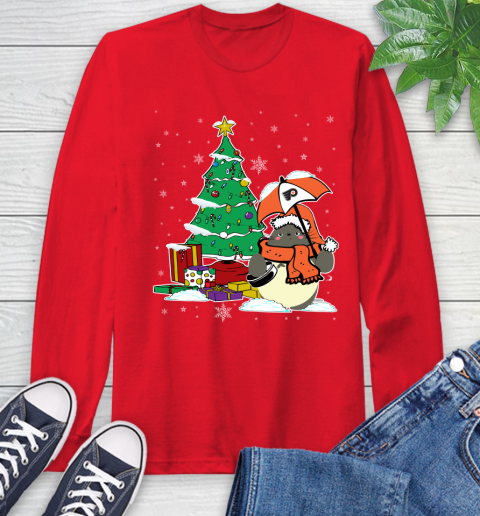 Philadelphia Flyers NHL Hockey Cute Tonari No Totoro Christmas Sports Long Sleeve T-Shirt 11
