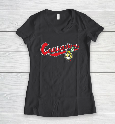 Cleveland Caucasians Bomani Jones Women's V-Neck T-Shirt 8