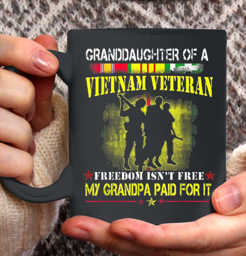 Grandpa Funny Gift Apparel  Vietnam Veteran Granddaughter My Grandpa Paid Ceramic Mug 11oz