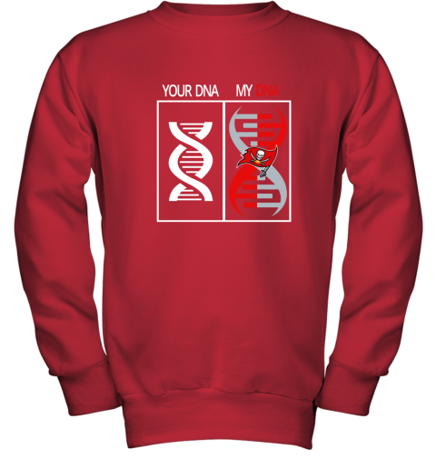 j8kp my dna is the tampa bay buccaneers football nfl youth sweatshirt 47 front red