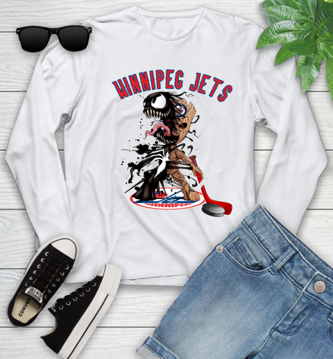 NHL Winnipeg Jets Hockey Venom Groot Guardians Of The Galaxy Youth Long Sleeve