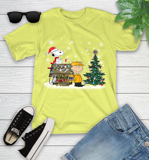NHL Nashville Predators Snoopy Charlie Brown Woodstock Christmas Stanley Cup Hockey Youth T-Shirt 10