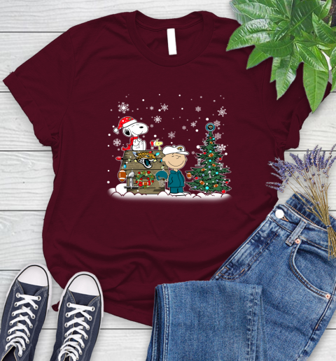 NFL Jacksonville Jaguars Snoopy Charlie Brown Christmas Football Super Bowl Sports Women's T-Shirt 7
