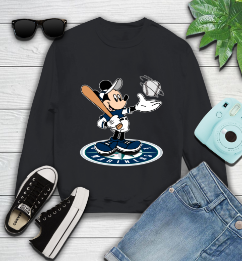 MLB Baseball Seattle Mariners Cheerful Mickey Disney Shirt Youth Sweatshirt