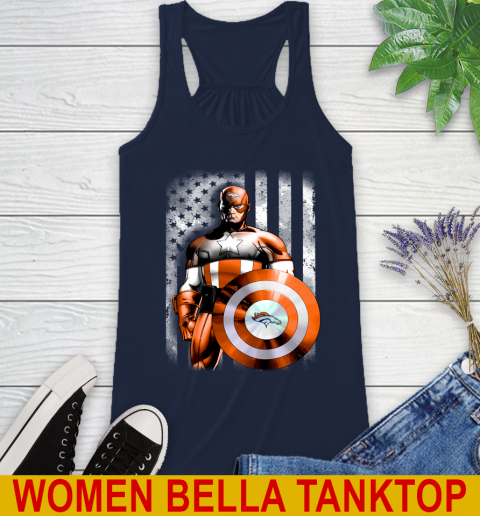 Denver Broncos NFL Football Captain America Marvel Avengers American Flag Shirt Racerback Tank 9