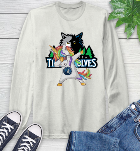 Minnesota Timberwolves NBA Basketball Funny Unicorn Dabbing Sports Long Sleeve T-Shirt 12