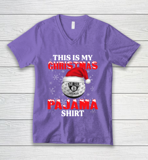 Brooklyn Nets This Is My Christmas Pajama Shirt NBA V-Neck T-Shirt 8