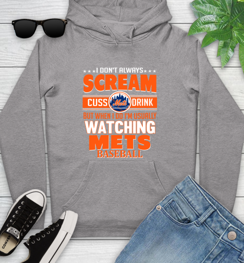 New York Mets MLB I Scream Cuss Drink When I'm Watching My Team Youth Hoodie 6