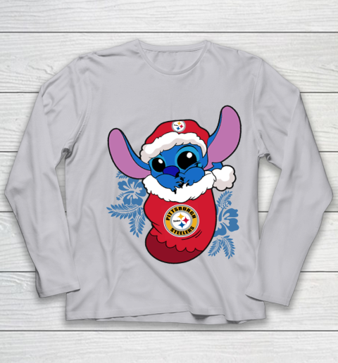 Pittsburgh Steelers Christmas Stitch In The Sock Funny Disney NFL Youth Long Sleeve 5