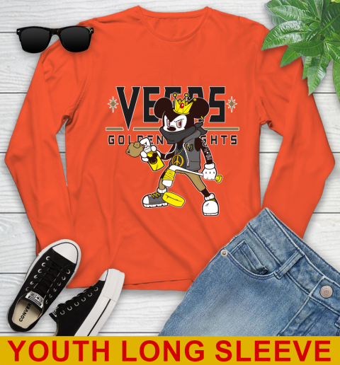 Vegas Golden Knights NHL Hockey Mickey Peace Sign Sports Youth Long Sleeve - Image 5