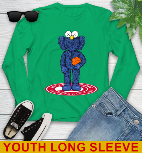 NBA Basketball Atlanta Hawks Kaws Bff Blue Figure Shirt Youth Long Sleeve 7