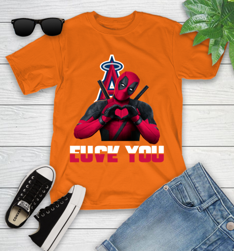 MLB Los Angeles Angels Deadpool Love You Fuck You Baseball Sports Youth T-Shirt 9