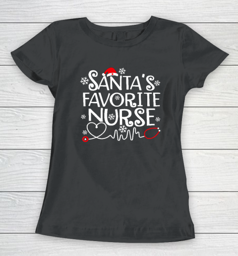 Santa's Favorite Nurse Stethoscope Santa Hat Christmas Women's T-Shirt