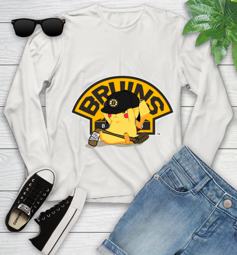 NHL Pikachu Hockey Sports Boston Bruins Youth Long Sleeve 12