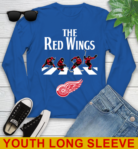 NHL Hockey Detroit Red Wings The Beatles Rock Band Shirt Youth Long Sleeve 10