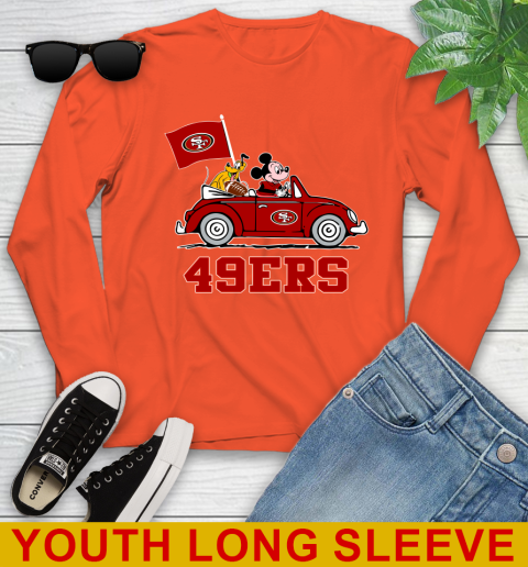 NFL Football San Francisco 49ers Pluto Mickey Driving Disney Shirt Youth Long Sleeve 4