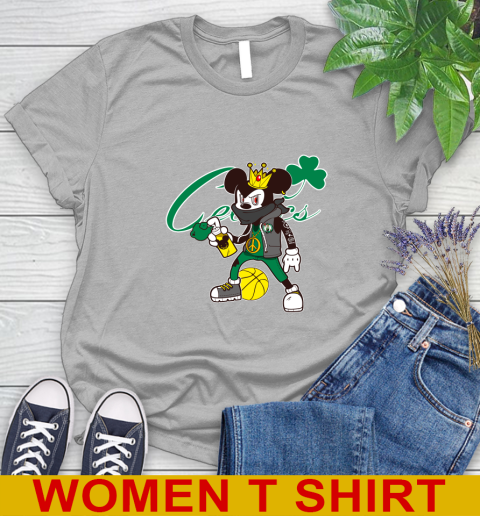 Boston Celtics NBA Basketball Mickey Peace Sign Sports Women's T-Shirt 5