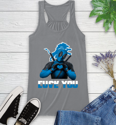 NHL Detroit Lions Deadpool Love You Fuck You Football Sports Racerback Tank 4