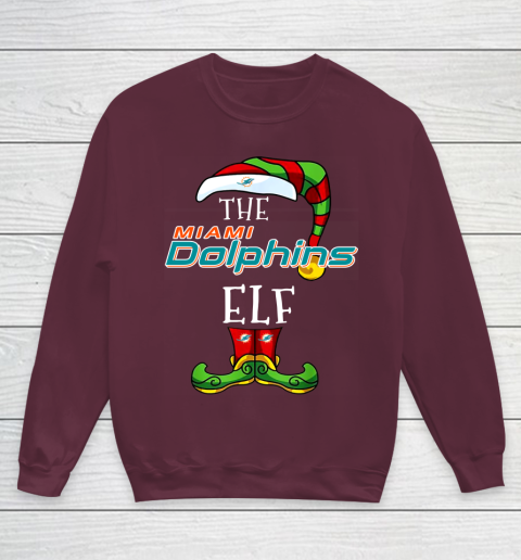 Miami Dolphins Christmas ELF Funny NFL Youth Sweatshirt 4