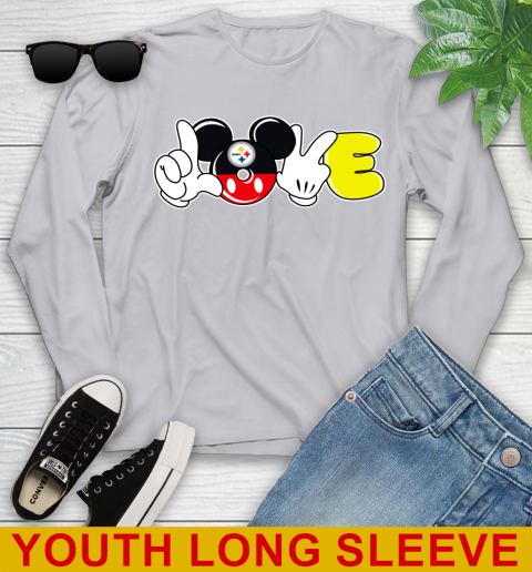 Pittsburgh Steelers NFL Football Love Mickey Disney Sports Youth Long Sleeve 6