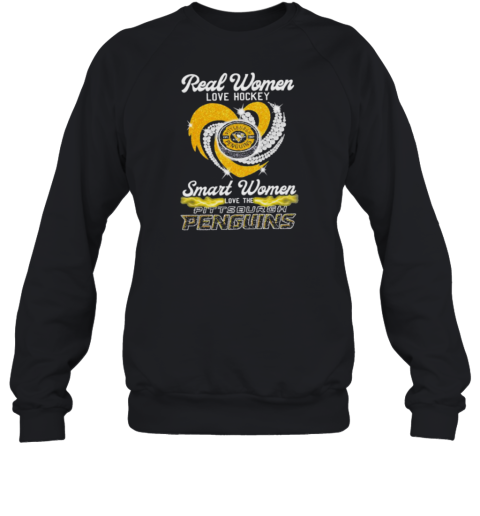 Real Women Love Hockey Smart Women Love The Pittsburgh Penguins Heart Diamond 2024 Sweatshirt