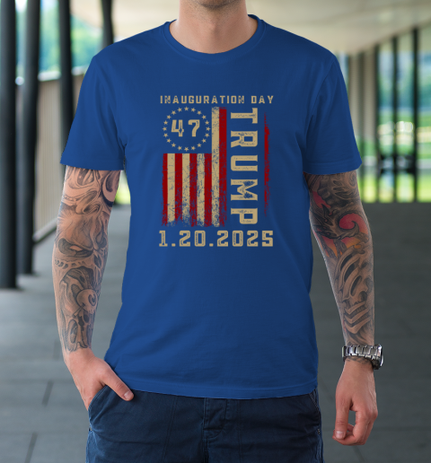 Donald Trump Inauguration Day 2025 47th President 47 US Flag T-Shirt 7