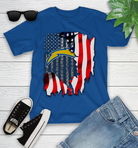 Los Angeles Chargers NFL Football American Flag Youth T-Shirt 12