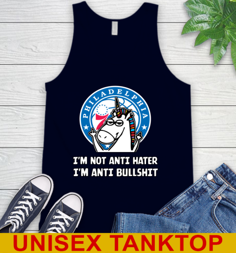 Philadelphia 76ers NBA Basketball Unicorn I'm Not Anti Hater I'm Anti Bullshit Tank Top 4 Philadelphia 76ers NBA Basketball Unicorn I'm Not Anti Hater I'm Anti Bullshit Tank Top - Image 4
