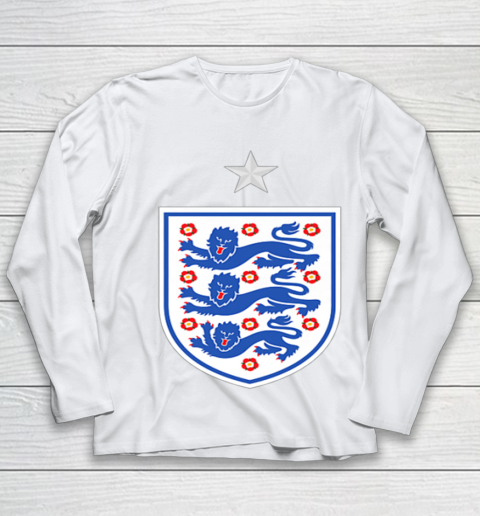 England Three Heraldic Lions Crest Soccer Football 2020 2021 Youth Long Sleeve