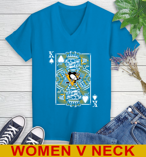 Pittsburgh Penguins NHL Hockey The King Of Spades Death Cards Shirt Women's V-Neck T-Shirt 7
