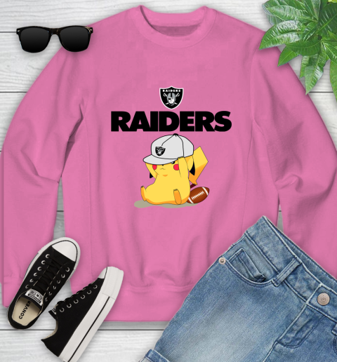 NFL Pikachu Football Sports Oakland Raiders Youth Sweatshirt 7
