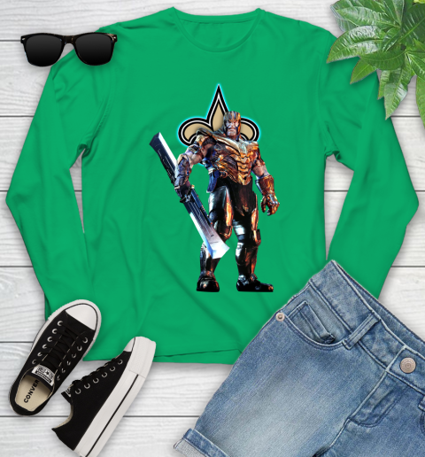 NFL Thanos Gauntlet Avengers Endgame Football New Orleans Saints Youth Long Sleeve 6