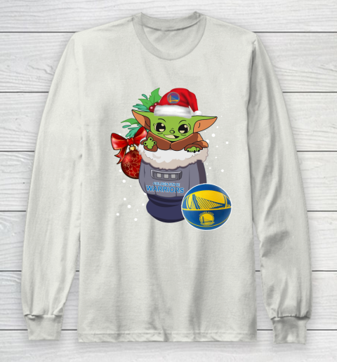 Golden State Warriors Christmas Baby Yoda Star Wars Funny Happy NBA Long Sleeve T-Shirt 12