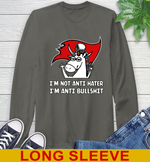 Tampa Bay Buccaneers NFL Football Unicorn I'm Not Anti Hater I'm Anti Bullshit Long Sleeve T-Shirt 8
