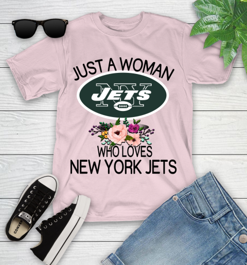 NFL Just A Woman Who Loves New York Jets Football Sports Youth T-Shirt 7