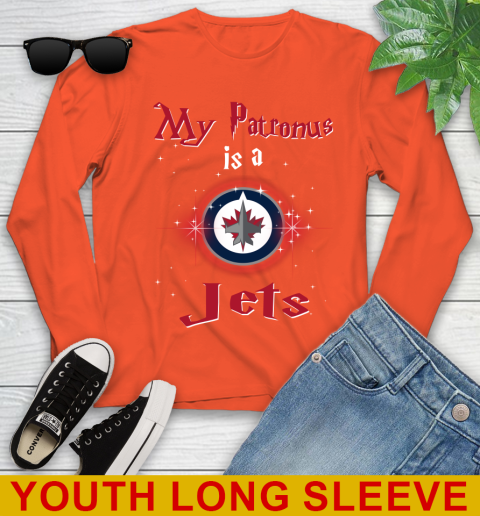 NHL Hockey Harry Potter My Patronus Is A Winnipeg Jets Youth Long Sleeve 4 NHL Hockey Harry Potter My Patronus Is A Winnipeg Jets Youth Long Sleeve - Image 4
