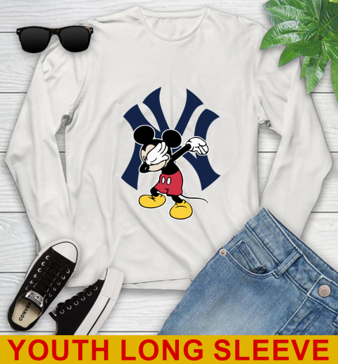 New York Yankees MLB Baseball Dabbing Mickey Disney Sports Youth Long Sleeve 12