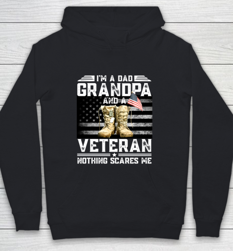 Veteran Shirt I'm a Dad Grandpa And A Veteran Nothing Scares Me Vintage Flag Youth Hoodie