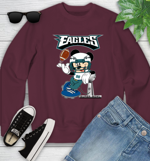 NFL Philadelphia Eagles Mickey Mouse Disney Super Bowl Football T Shirt Youth Sweatshirt 5