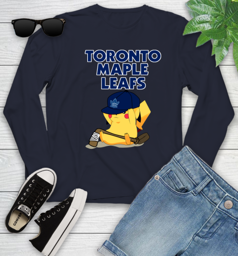 NHL Pikachu Hockey Sports Toronto Maple Leafs Youth Long Sleeve 3