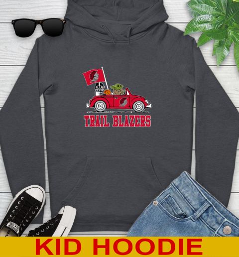 NBA Basketball Portland Trail Blazers Darth Vader Baby Yoda Driving Star Wars Shirt Youth Hoodie 9