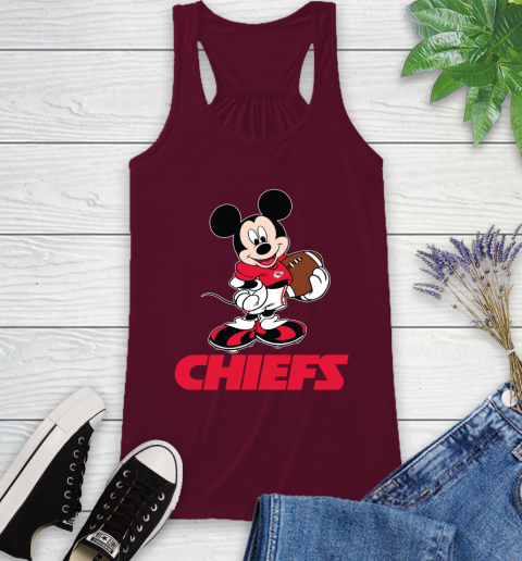 NFL Football Kansas City Chiefs Cheerful Mickey Mouse Shirt Racerback Tank 3