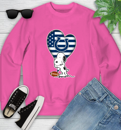 Indianapolis Colts NFL Football The Peanuts Movie Adorable Snoopy Youth Sweatshirt 7